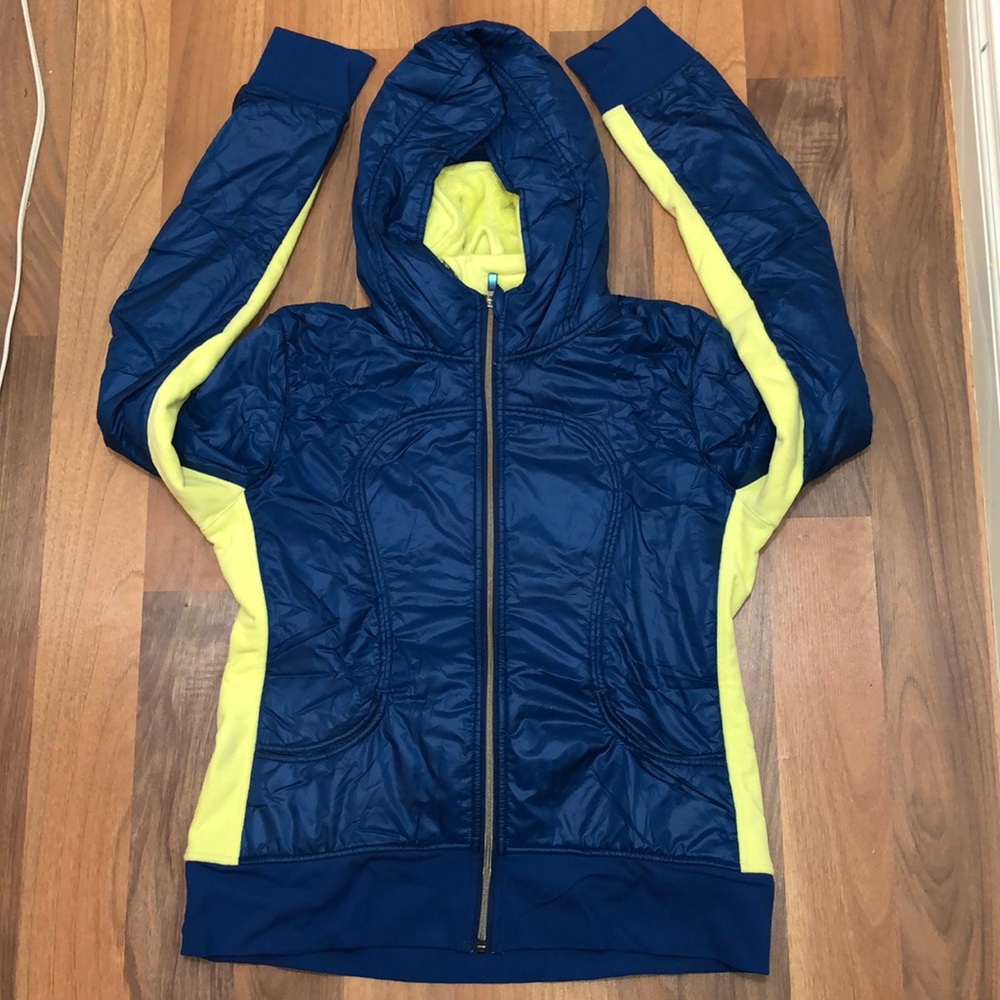 Lululemon Uba Hoodie Limitless Blue Clarity Yellow - size 12 - great condition